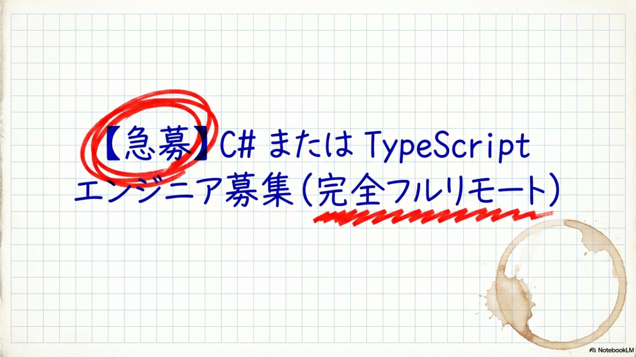 【急募】C# または TypeScript エンジニア募集（完全フルリモート）