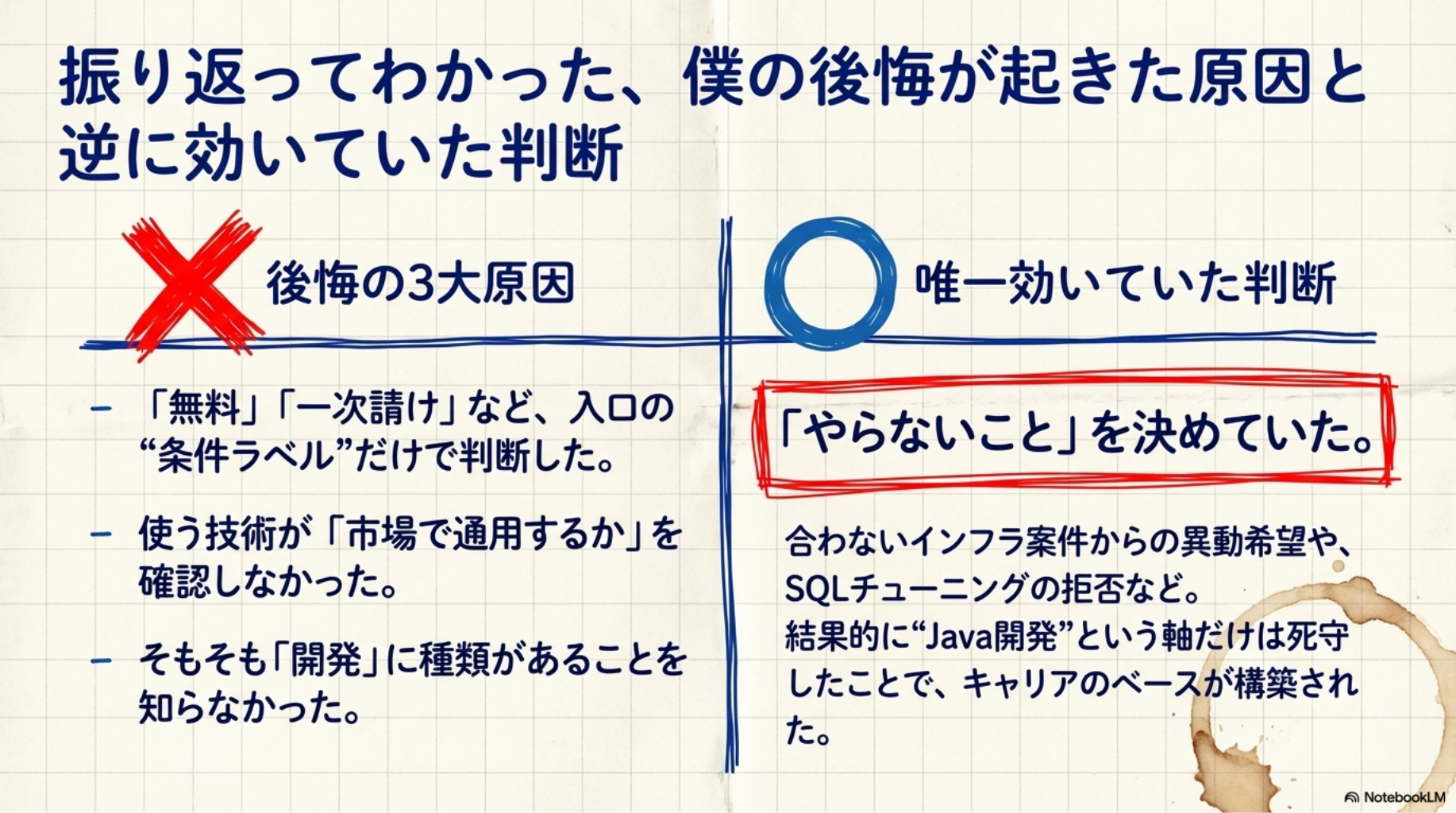 振り返ってわかった、僕の後悔が起きた原因と逆に効いていた判断