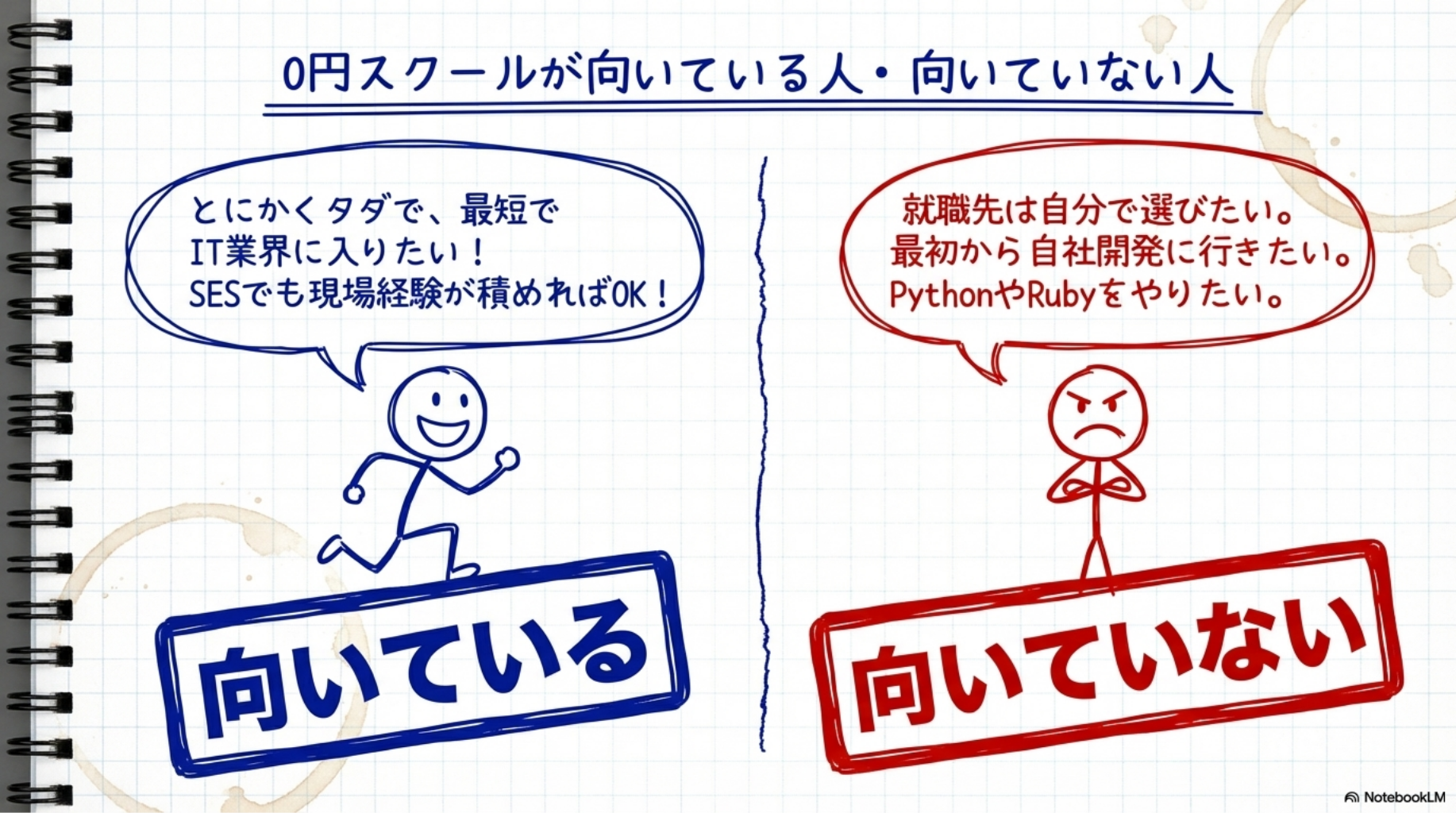 0円スクールが向いている人・向いていない人