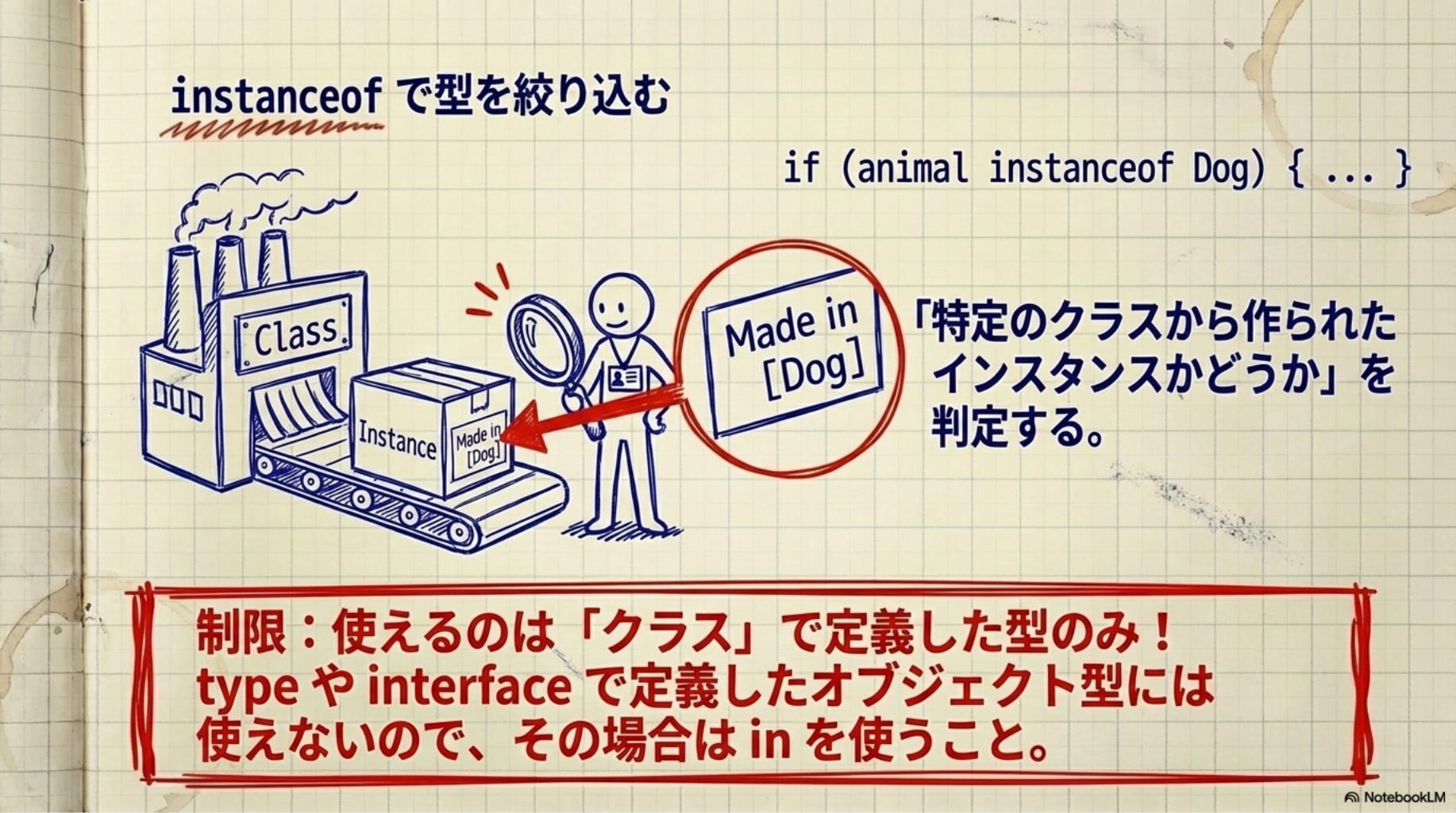 instanceof で型を絞り込む