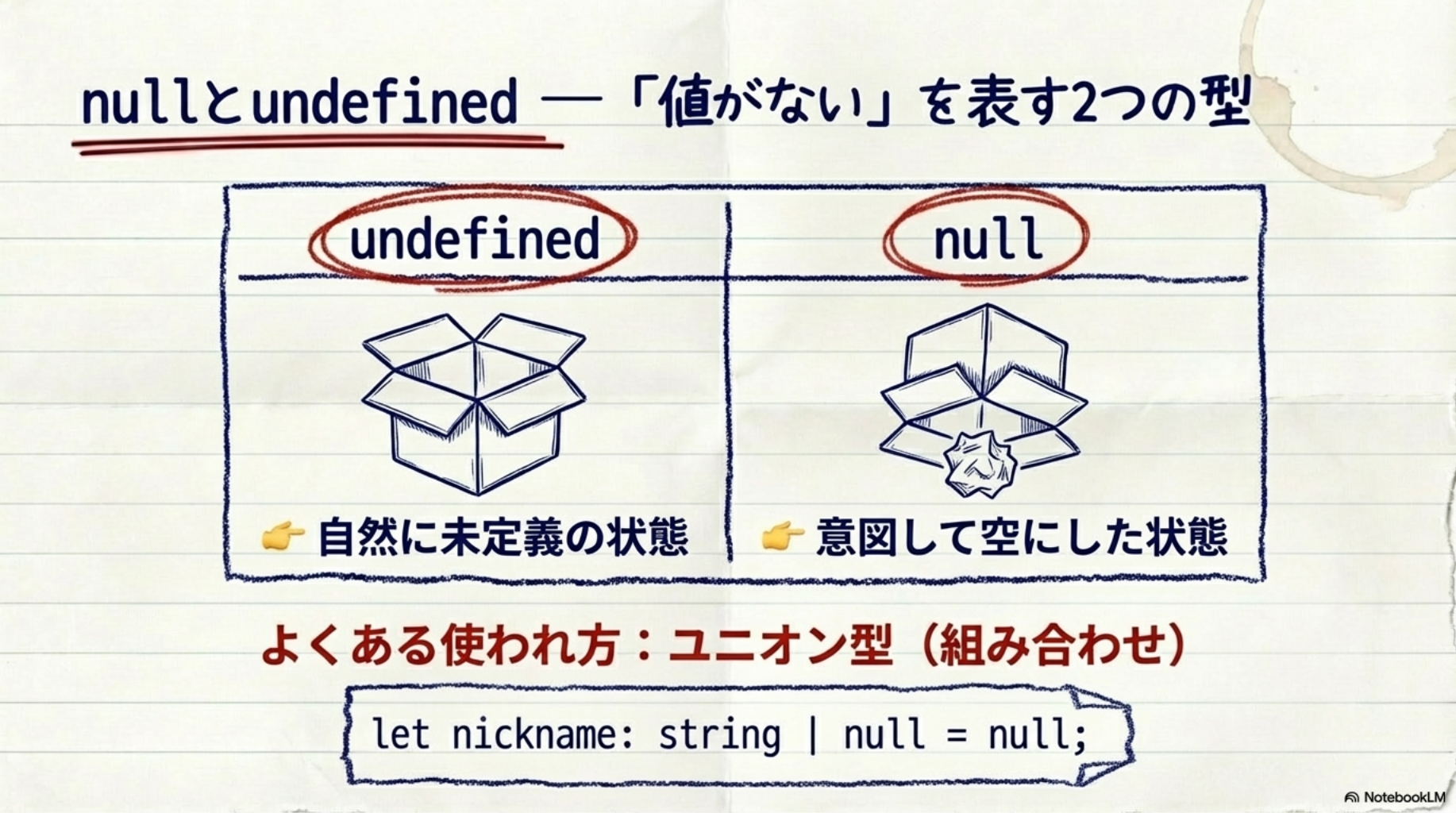 nullとundefined — 「値がない」を表す2つの型