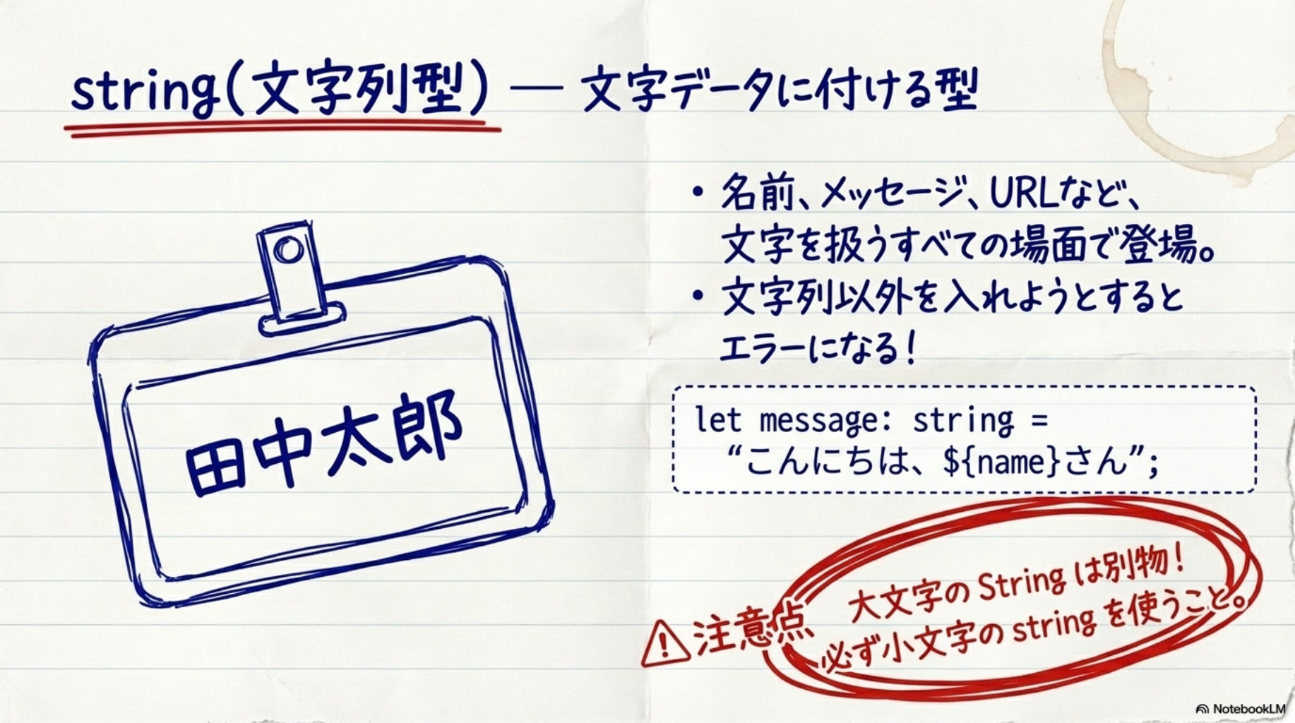 string（文字列型）— 文字データに付ける型