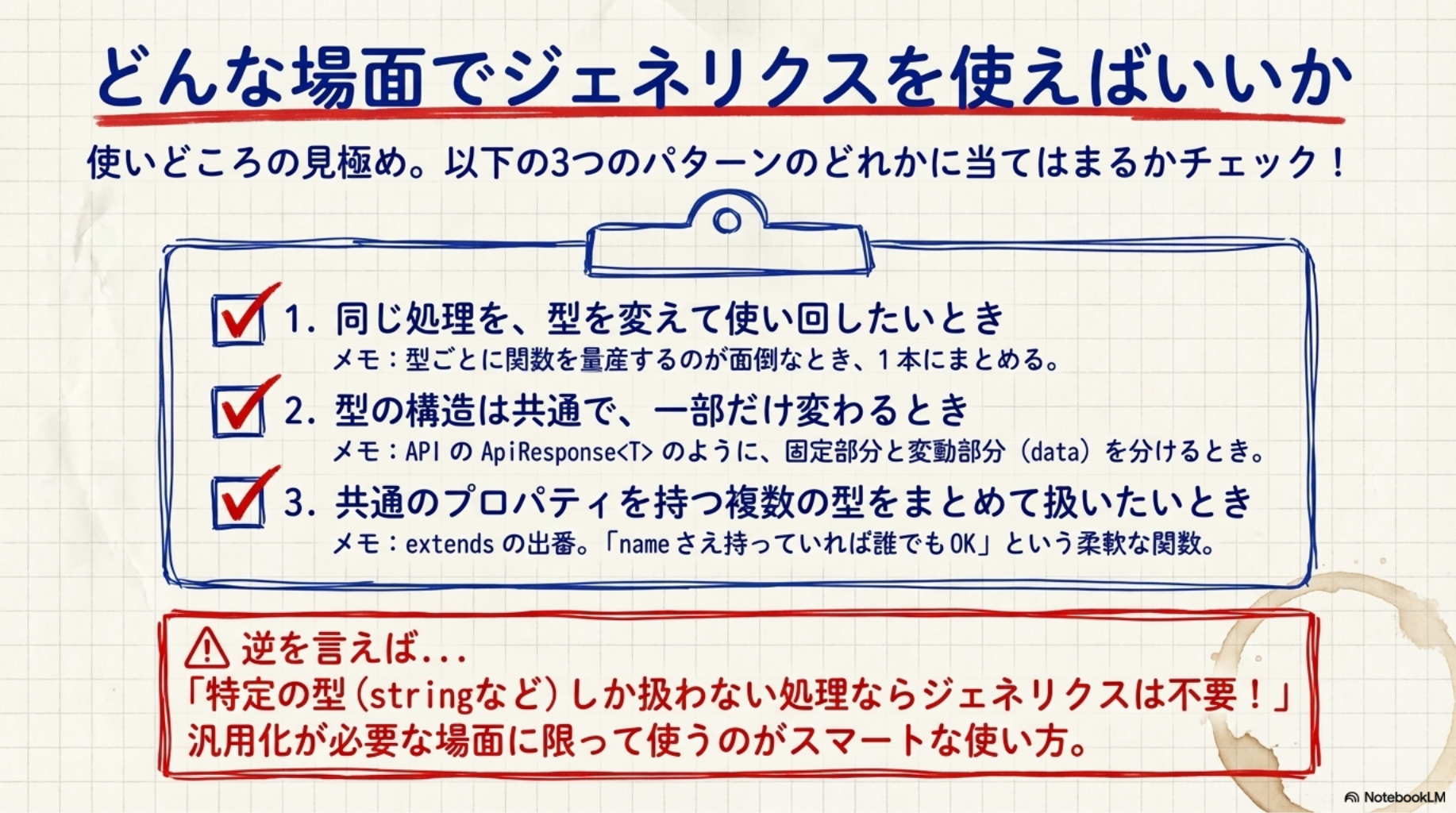 どんな場面でジェネリクスを使えばいいか