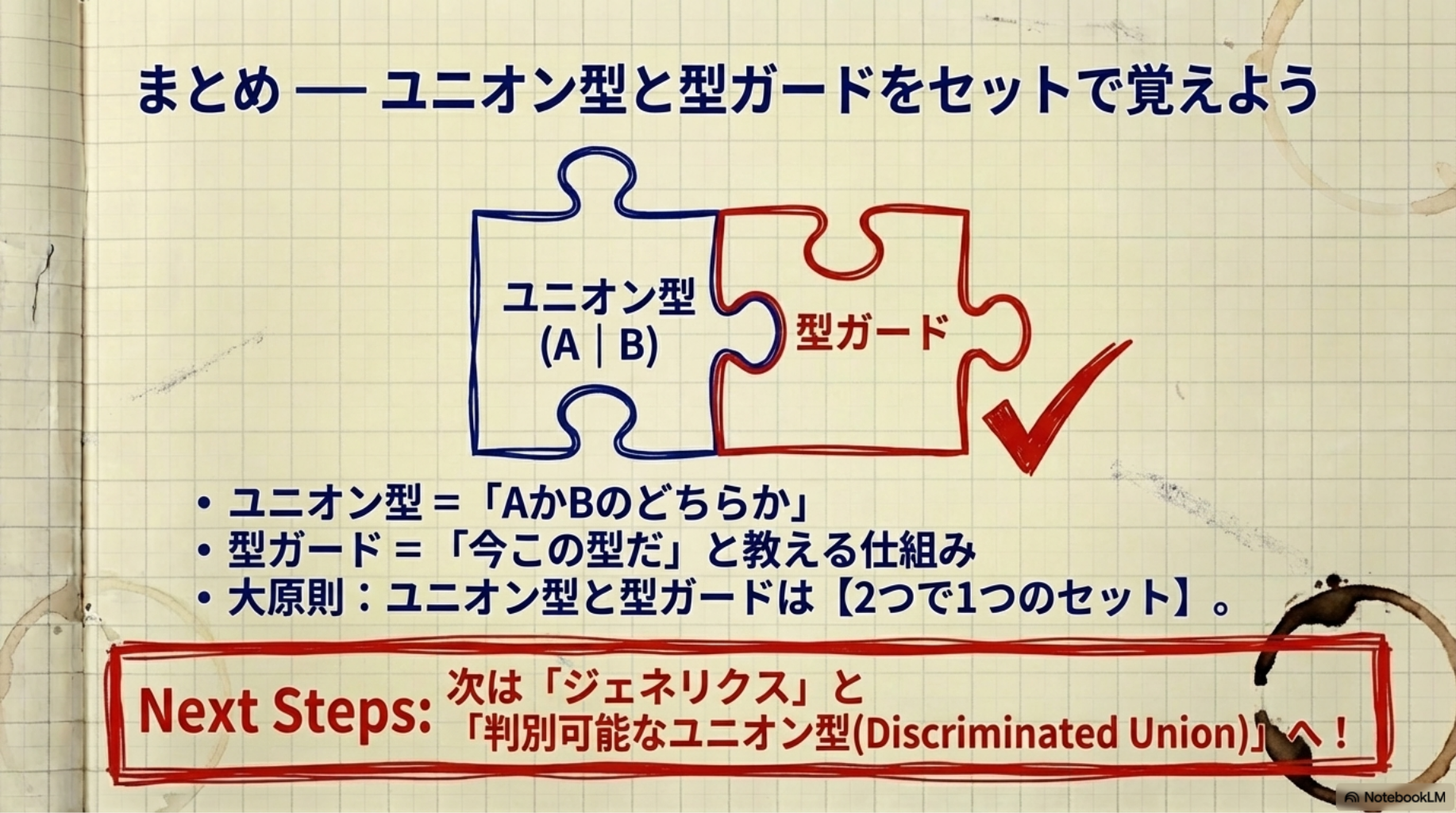 まとめ — ユニオン型と型ガードをセットで覚えよう