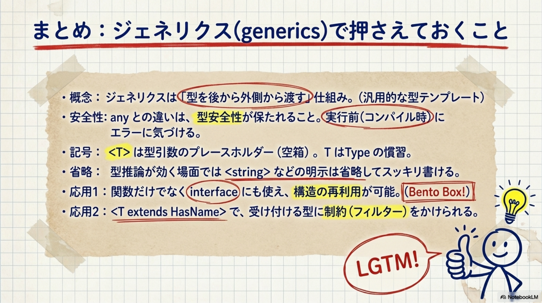 まとめ：ジェネリクス(generics)で押さえておくこと