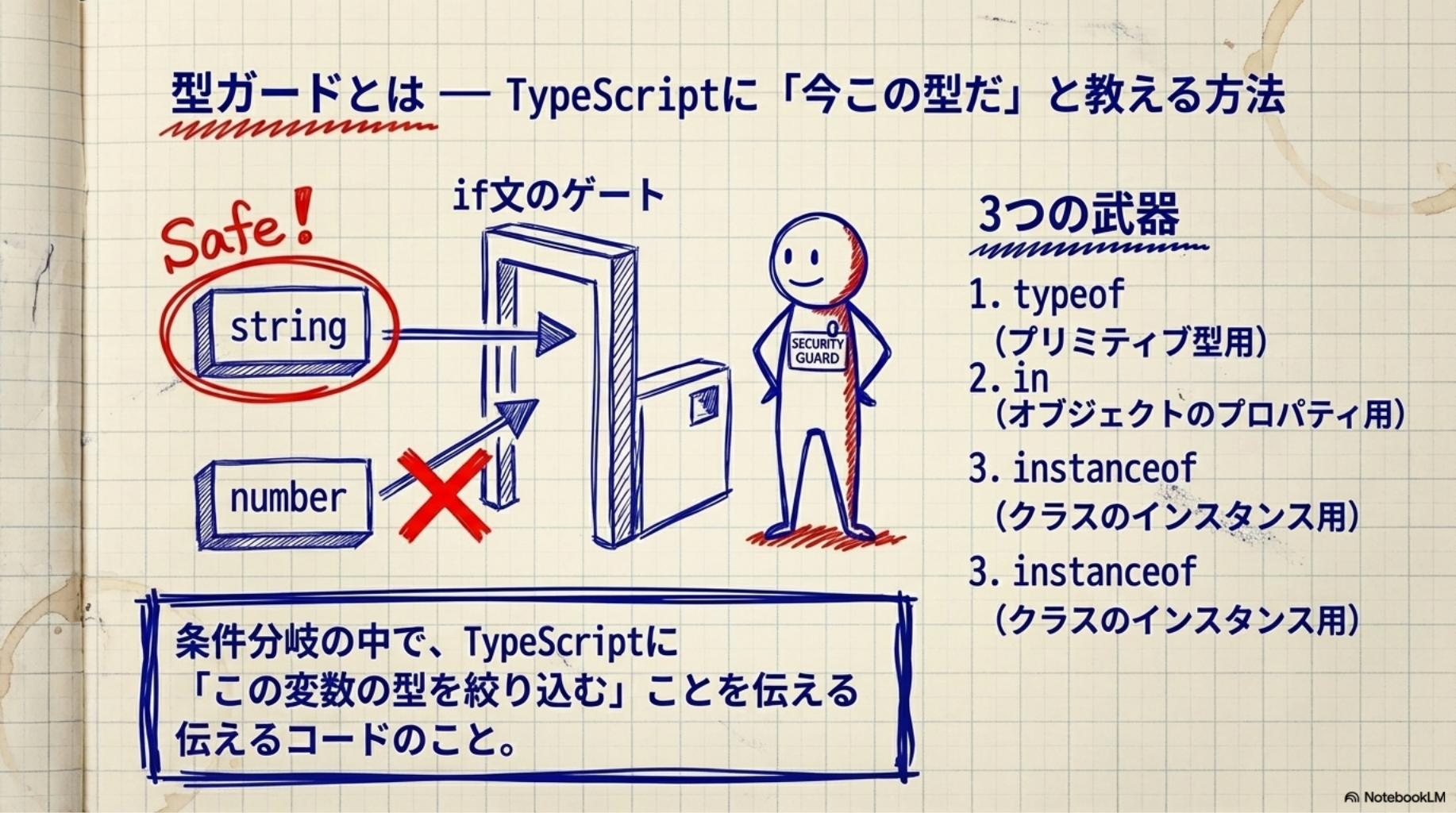 型ガードとは — TypeScriptに「今この型だ」と教える方法